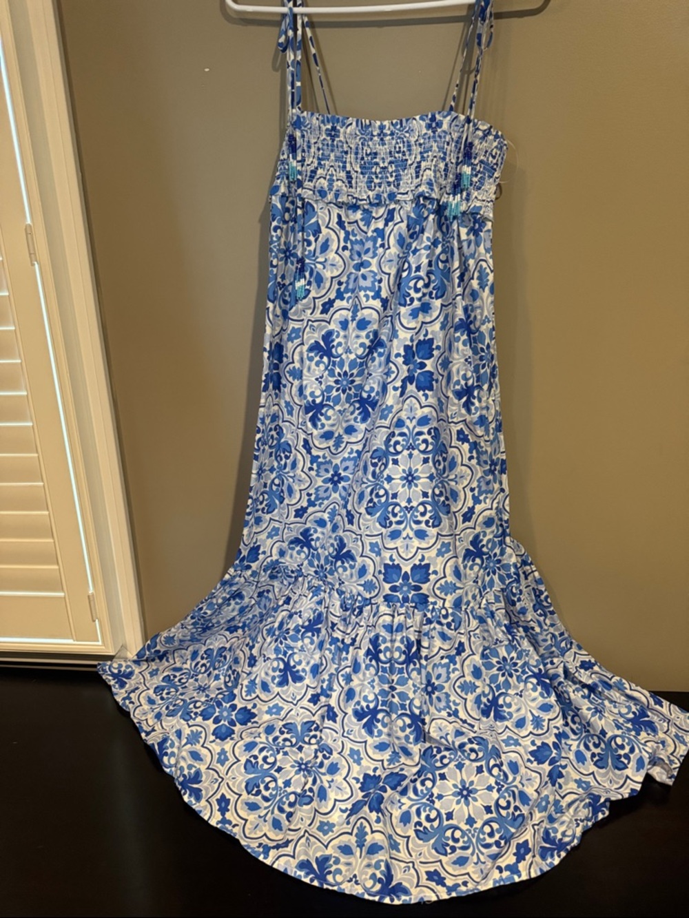 Karlie Blue and White Printed Maxi Dress